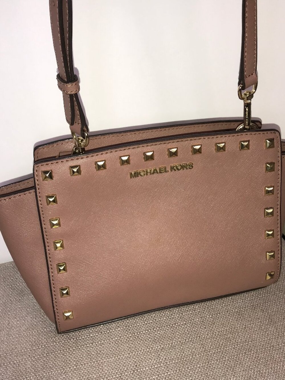 Pink Michael Kors Selma Studded Crossbody bag